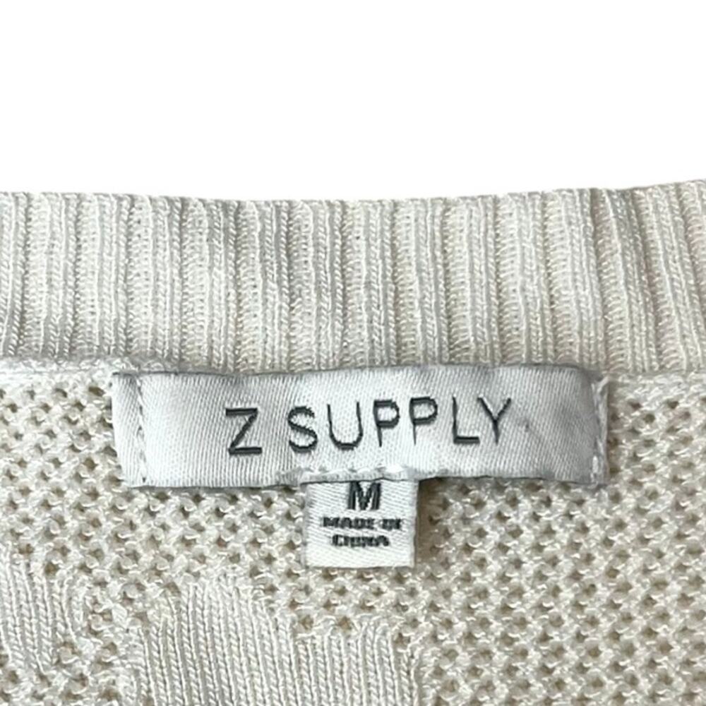Z Supply Tibi Ivory Mesh Knit Floral Long Sleeve Sweater Top Size Medium - Picture 4 of 9